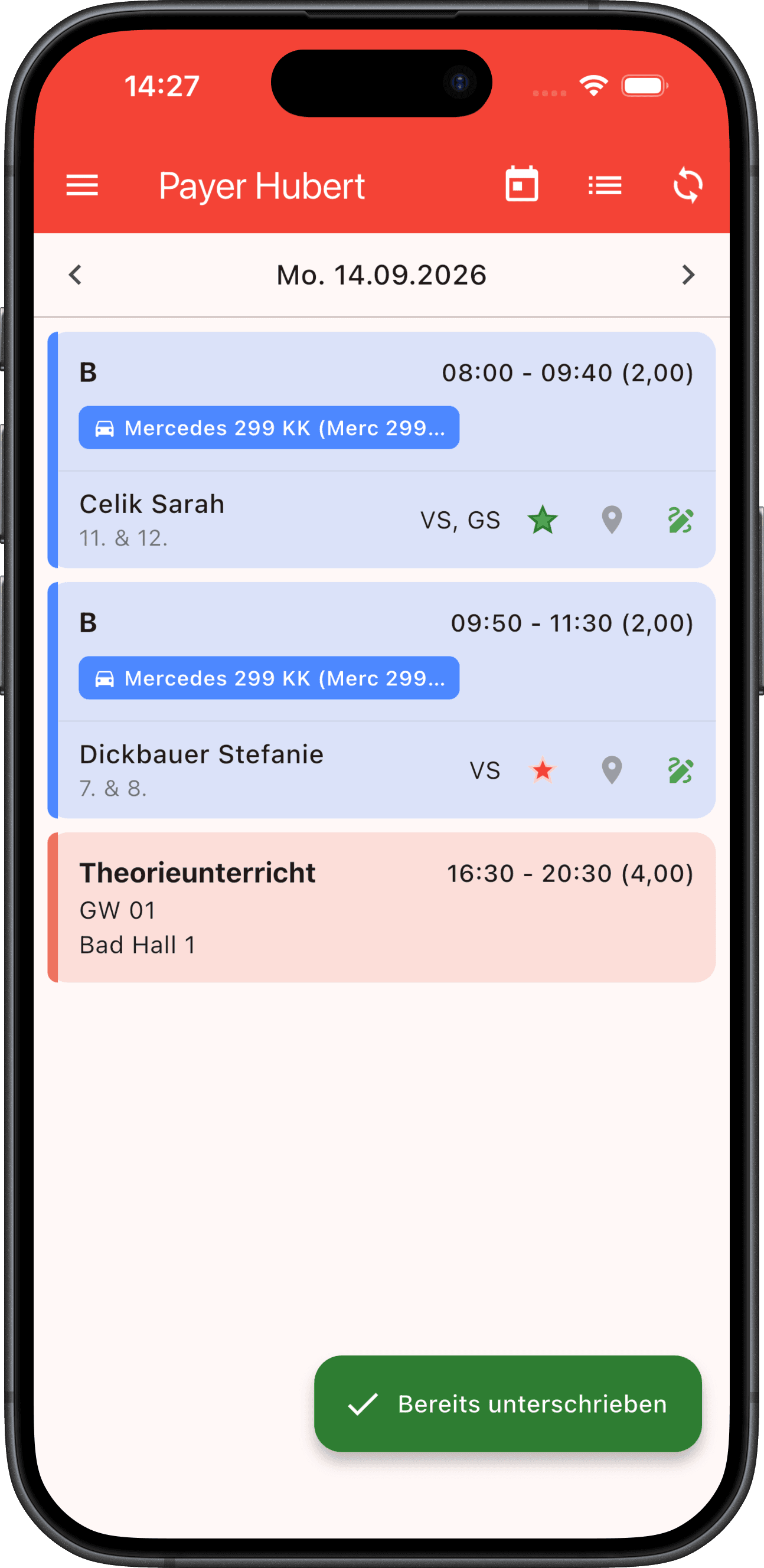 Tagesplan eines Fahrlehrers in 2ndLIFE Mobile